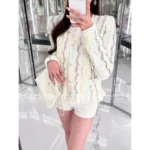 Chanel 2025B Early Fall Collection 🌈 Rainbow Metallic Fringe Cardigan - Silver Thread Tassel Detail Knit - Image 4