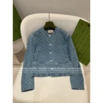 Gucci 2025SS Spring/Summer Collection ❕ GG Logo Burnout Denim Jacket - Embroidered Pocket Detail - Image 10