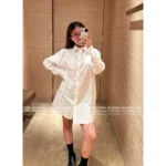 Louis Vuitton 🤍 2025SS Spring/Summer New Collection Printed Logo Polo with Asymmetric Drawstring Short Sleeve Top / Casual Skort / Long Sleeve Shirt for Women - Image 2