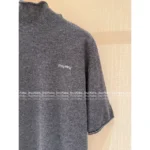 miumiu 2025SS Fall/Winter Collection 🩶 Jacquard Letter Logo Semi-Turtleneck Short-Sleeve Knit Top - 100% Wool - Image 6