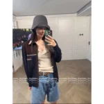 miumiu 2025ss Early Fall Collection - Patchwork Suede, American Retro Preppy Style Wool Zip-Up Knit Cardigan - Image 2