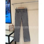 Celine 2025SS Early Fall Collection 🔍 Color-Block Striped Jeans - High-Waisted Straight Leg with Metal Logo Button - Image 10