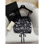 Chanel 2025B Spring/Summer Collection 🌸 Runway Print Logo Lace-Trimmed Camisole/Shorts Set (with Silk) - Image 9
