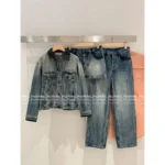 miumiu 2025SS New Collection 🤠 Patchwork Denim Set - Crinkle Dyed Pocket Jacket/Skirt/Straight Pants - Image 4