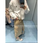 miumiu 2025SS Early Fall Collection 🤍 Short White Shirt - Notch Collar Logo Classic Style - Image 15