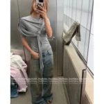 ACNE STUDIOS 2025 New Collection 🪐 Heavy Enzyme Wash Wide-Leg Jeans - Leather Patch Pocket Denim Pants - Image 17
