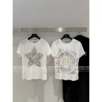 Dior 2025SS Spring/Summer Collection 🌈 Signature Print Linen-Cotton Tee - Hand-Painted Logo Short Sleeve Shirt - Image 13