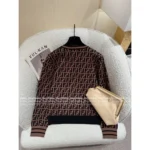 FENDI 2025 Early Fall Collection 🤎 Women's Jacquard Knit Pullover - Round Neck Long Sleeve Wool Sweater - Image 8
