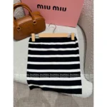 miumiu 2025SS Spring/Summer Collection 🖤 Black & White Contrast Knit Top - Stretch Letter Logo Bandeau Women's Top - Image 9