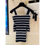 Chanel Vintage Retro Collection 🔍 Black & White Contrast Wool Knit - Strapless Square-Neck Tank Top - Image 10