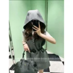 Prada 2025SS Early Fall Collection 🩶 Reversible Hooded Vest - Double-Faced Jacquard Logo w/ Belted Wool Blend - Image 12