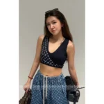 Louis Vuitton 25SS Spring/Summer Collection 🖤 Color-Block Silk Blend Tank - V-Neck Sleeveless Top w/ Embossed Jacquard Logo - Image 7