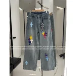 CHROME HEARTS 2025SS Spring/Summer Collection 🌈 Rainbow Cross Logo Jeans - High-Waisted Slimming Wide-Leg Pants 👖 - Image 16