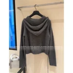 Dior 2025SS Early Fall Collection 🩶 Premium Gray Hooded Cardigan - Embroidered Logo Zip-Up w/ Cashmere-Wool Blend - Image 6