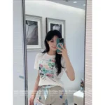 Dior 2025SS Spring/Summer Collection 🌈 Signature Print Linen-Cotton Tee - Hand-Painted Logo Short Sleeve Shirt - Image 12