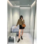 miumiu 2025SS Early Fall Collection 💛 Yellow Striped Letter Logo Polo-Collar Long-Sleeve Crop Hoodie - Fake Two-Piece Design - Image 3