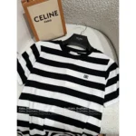 CELINE 25SS Spring/Summer Collection ☑️ Women's Classic Black & White Cotton Tee - Embroidered Letter Logo Short-Sleeve T-Shirt - Image 8
