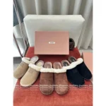 miumiu 2025SS Early Fall Collection 🐻 Women's Sherling Mule Slippers - Classic Letter Logo & Cloud Comfort (3 Colors Available) - Image 2