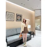 miumiu 2025SS Early Fall Collection 🔆 Women’s Leather-Trimmed Crochet Cardigan - Zip-Front w/ Embroidered Letter Logo - Image 6
