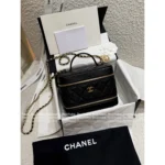 Chanel 2025B Runway Collection 🖤 Black/Gold "Makeup Box" Bag - Medal Logo w/ Detachable Chain ⛓️ (Pebbled Leather) - Image 14