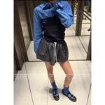 miumiu 25SS Early Fall Collection 🐾 Women’s Drawstring Bloom Skirt - Adjustable Hem Mini/Midi Versions - Image 6