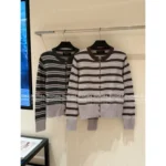 LOROPIANA 2025SS Early Fall Collection 💰 "Old Money" Striped Cashmere Cardigan - Crew Neck Logo Knit w/ Timeless Silhouette - Image 14