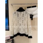 Chanel 2025B Early Fall Collection 🤍 Black & White Contrast Cardigan - V-Neck Mohair/Wool-Silk Blend Knit - Image 10