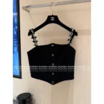 Chanel 2025B Early Fall Collection 🔍 Jennie-Inspired Camisole - Pearl Bow Straps & Crystal Button Bustier - Image 13
