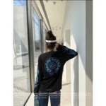 CHROME HEARTS 2025 Early Fall Collection 🔵 Sanskrit Print Logo Tee - Blue Cotton Long Sleeve w/ Round Neck - Image 9