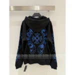 CHROME HEARTS 25SS Early Fall Collection 💙 Keep Edition Hoodie - Blue Print Sanskrit Logo Zip-Up - Image 3
