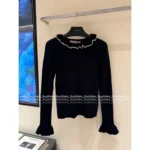 VALENTINO 🖤 2025SS Early Autumn New Collection Ruffled Bell Sleeve Pullover Sweater in 100% Imported Wool for Women - Image 10