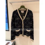 Gucci 2025SS Early Fall Collection ❕ Gold-Embroidered Cardigan - Color-Block V-Neck Knit Jacket