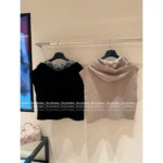 Louis Vuitton 2025SS Early Fall Collection 🐻 Wool Blend Hooded Vest - Jacquard Logo Cape Top with Notch Collar - Image 14