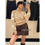 Chanel 2024N Coco Neige Ski Collection ❄️ Jacquard Logo Cashmere Sweater - High-Neck Knit with Dust Bag Packaging - Image 2
