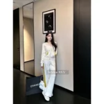 Chanel 2025C Early Spring Collection ❕ Cashmere Edition Lounge Set - Minimalist Contrast-Hem Hooded Coat & Wide-Leg Pants - Image 9