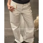 Louis Vuitton 2025SS Early Fall Collection 🤍 Versatile High-Waisted Trousers - Slimming White Wide-Leg Jeans with Subtle Print - Image 14