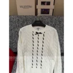 VALENTINO 2025SS Early Fall Collection 🎀 Bow Tie Ribbon Knit Sweater - 100% Wool Cable Knit Pullover with Lace Detailing - Image 17