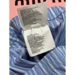 miumiu 2025SS Early Fall Collection 🩵 High-Waisted Stripe Pants - Slimming Vertical Stripe w/ Logo Pocket - Image 4