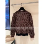 FENDI 2025 Early Fall Collection 🤎 Women's Jacquard Knit Pullover - Round Neck Long Sleeve Wool Sweater - Image 3