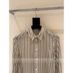 SAINT LAURENT 2025Y+ Spring/Summer Collection 🔆 Women's Striped Silk Shirt - Notch Collar 100% Mulberry Silk with Embroidered Logo - Image 4