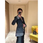 Louis Vuitton 2025SS Early Fall Collection 💙 Women's Denim Jacket - Cuff Lining Clover Print Logo & Metal Button Detail - Image 5