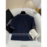 Chanel 2025A Early Fall Haute Atelier Collection 💙 Women's Navy Tweed Short-Sleeve Jacket - Round Neck + Four-Pocket Design - Image 6
