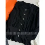 Hermes 2025 Early Fall Collection 🍊 Jacquard Knit Top w/ Crystal Buttons - Peplum Hem & Cinched Waist - Image 8