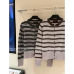 LOROPIANA 2025SS Early Fall Collection 💰 "Old Money" Striped Cashmere Cardigan - Crew Neck Logo Knit w/ Timeless Silhouette - Image 13
