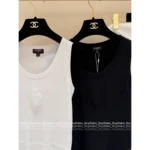 Chanel 2025A New Collection 🤍 Heart Jacquard Logo Top - Cotton Ribbed Sleeveless Vest / Short Sleeve Tee - Image 10