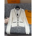 Louis Vuitton 2025SS Early Fall Collection 🆕 Gianna Jun Inspired Cardigan - Cashmere/Lambswool Blend w/ Towel Jacquard & Color-Block V-Neck - Image 7