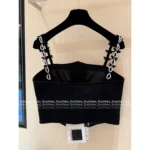 Chanel 2025B Early Fall Collection 🔍 Jennie-Inspired Camisole - Pearl Bow Straps & Crystal Button Bustier - Image 12