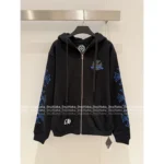 CHROME HEARTS 25SS Early Fall Collection 💙 Keep Edition Hoodie - Blue Print Sanskrit Logo Zip-Up - Image 2