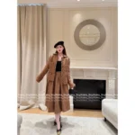 Chanel 2025A Fall/Winter Haute Atelier Collection 🍂 Vintage Tweed Robe Blazer & Skirt Set - Tie-Waist Coat & Matching Midi Skirt - Image 4