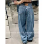 ALEXANDERWANG 2025 New Collection 👖 Mock Two-Layer Wide-Leg Jeans - High-Waisted Scimitar Flare Pants - Image 11